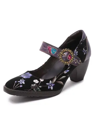 Alisson Handmade Floral Leather Shoes