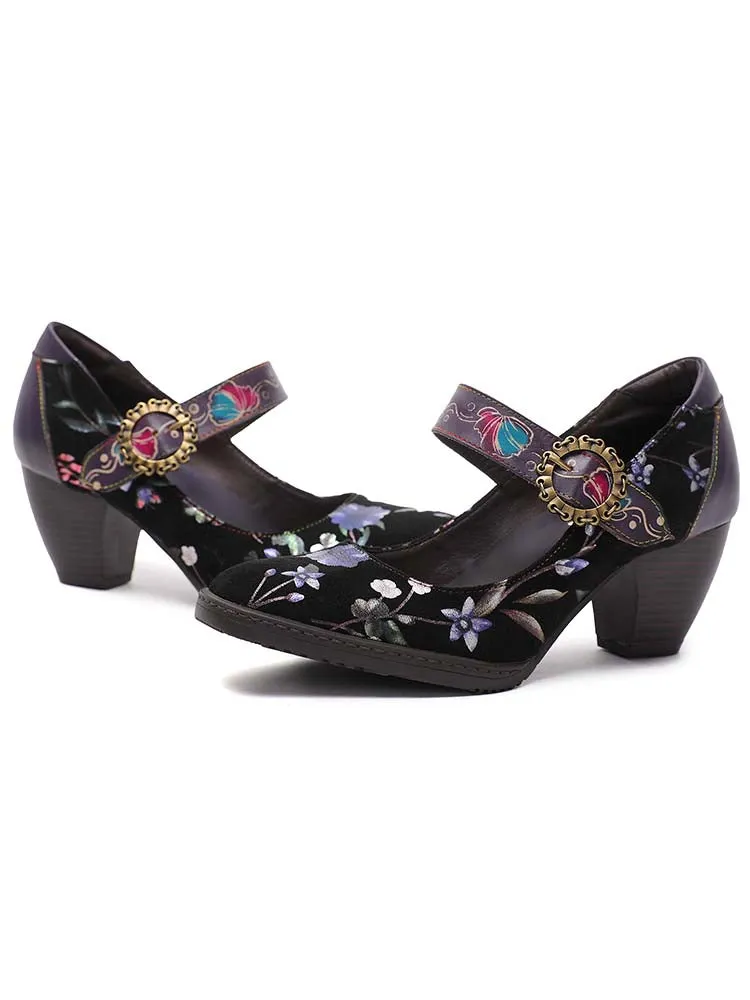 Alisson Handmade Floral Leather Shoes