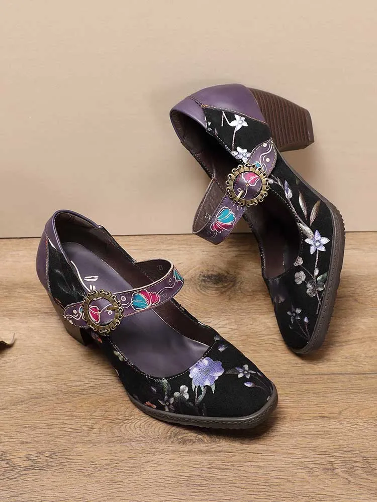 Alisson Handmade Floral Leather Shoes