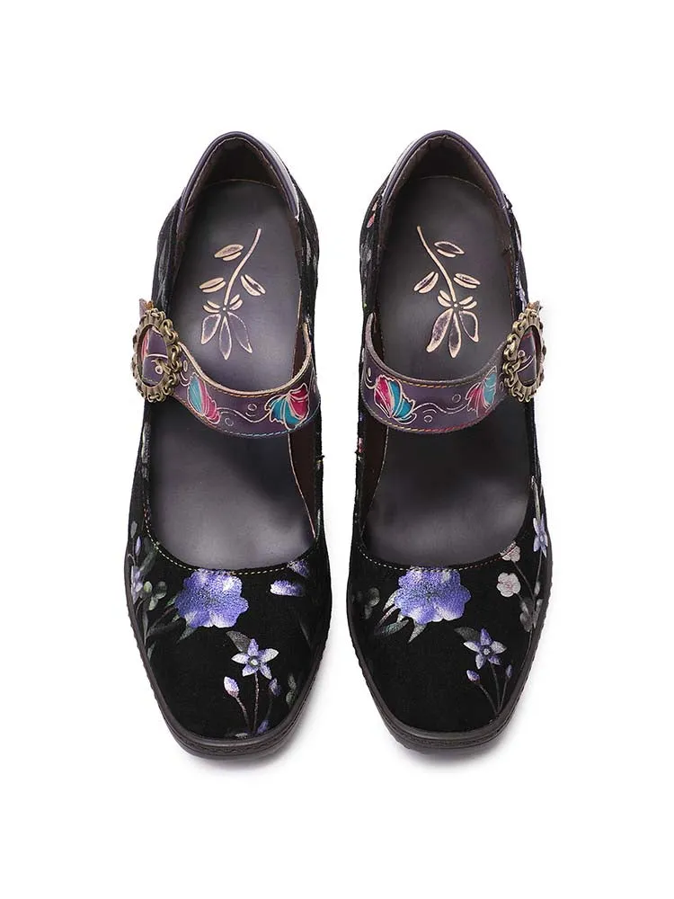 Alisson Handmade Floral Leather Shoes