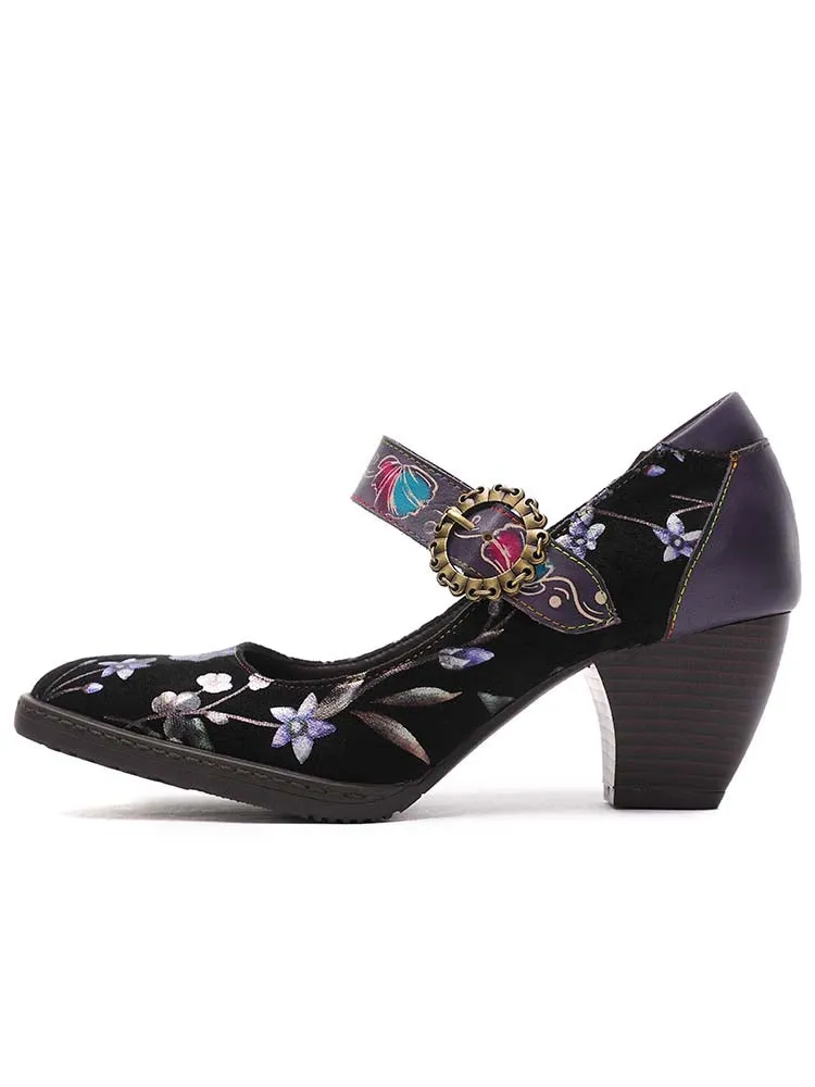 Alisson Handmade Floral Leather Shoes