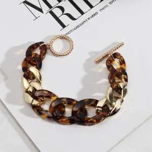 Amber & 18K Gold-Plated Tortoise Curb Chain Bracelet