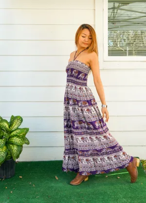 Amethyst Elephant Tiered SunDress Maxi Dress