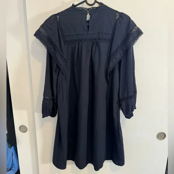 Anthropologie Maeve Navy Fleetwood Cotton Shift Dress - Size 14