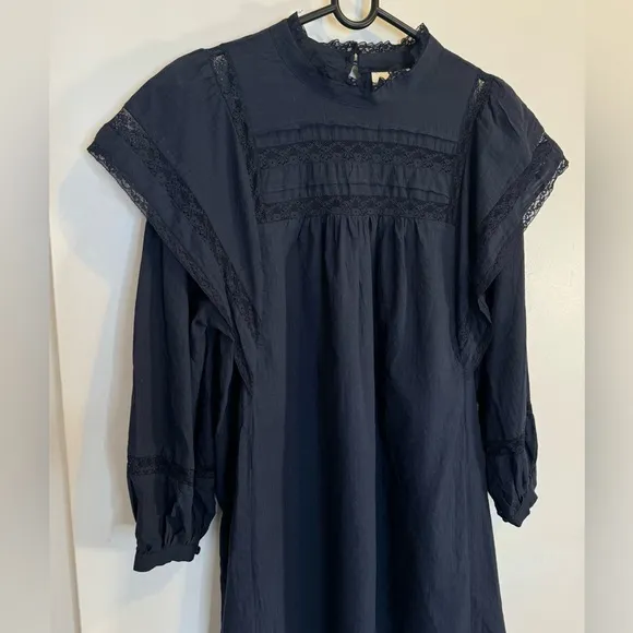 Anthropologie Maeve Navy Fleetwood Cotton Shift Dress - Size 14