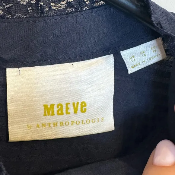 Anthropologie Maeve Navy Fleetwood Cotton Shift Dress - Size 14