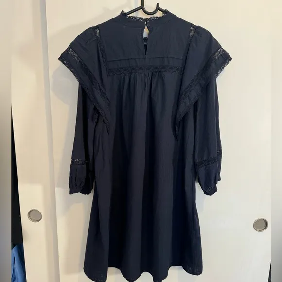 Anthropologie Maeve Navy Fleetwood Cotton Shift Dress - Size 14