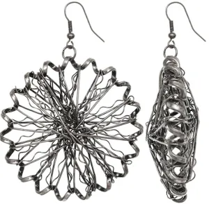 Antique Silver Spiral Mangled Drop Earrings