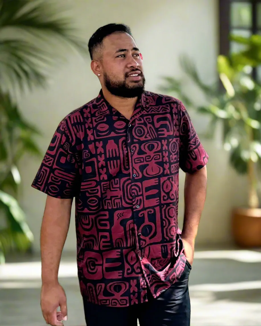 Ariki Men’s Shirt (Maroon)