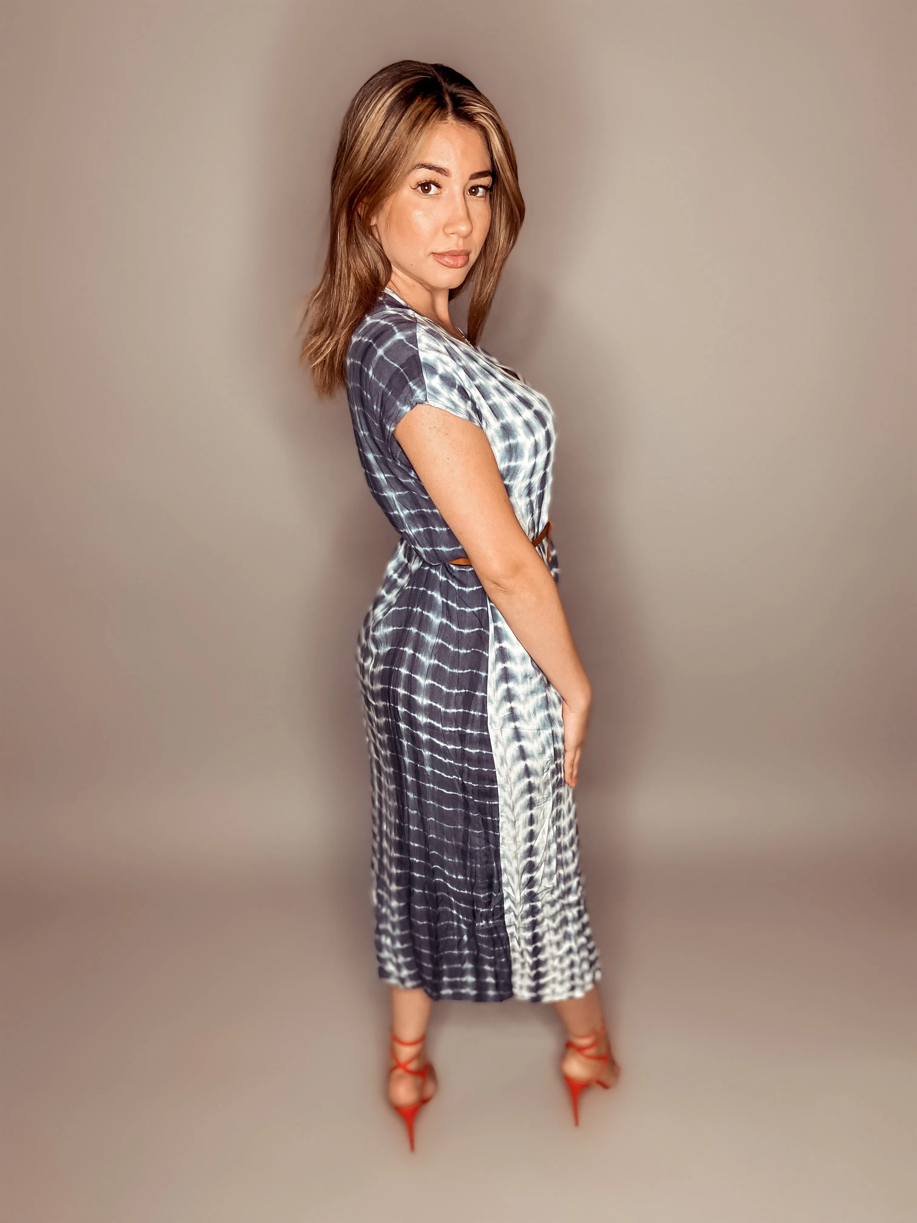 Athena Tie Dye Maxi Dress (Blue)