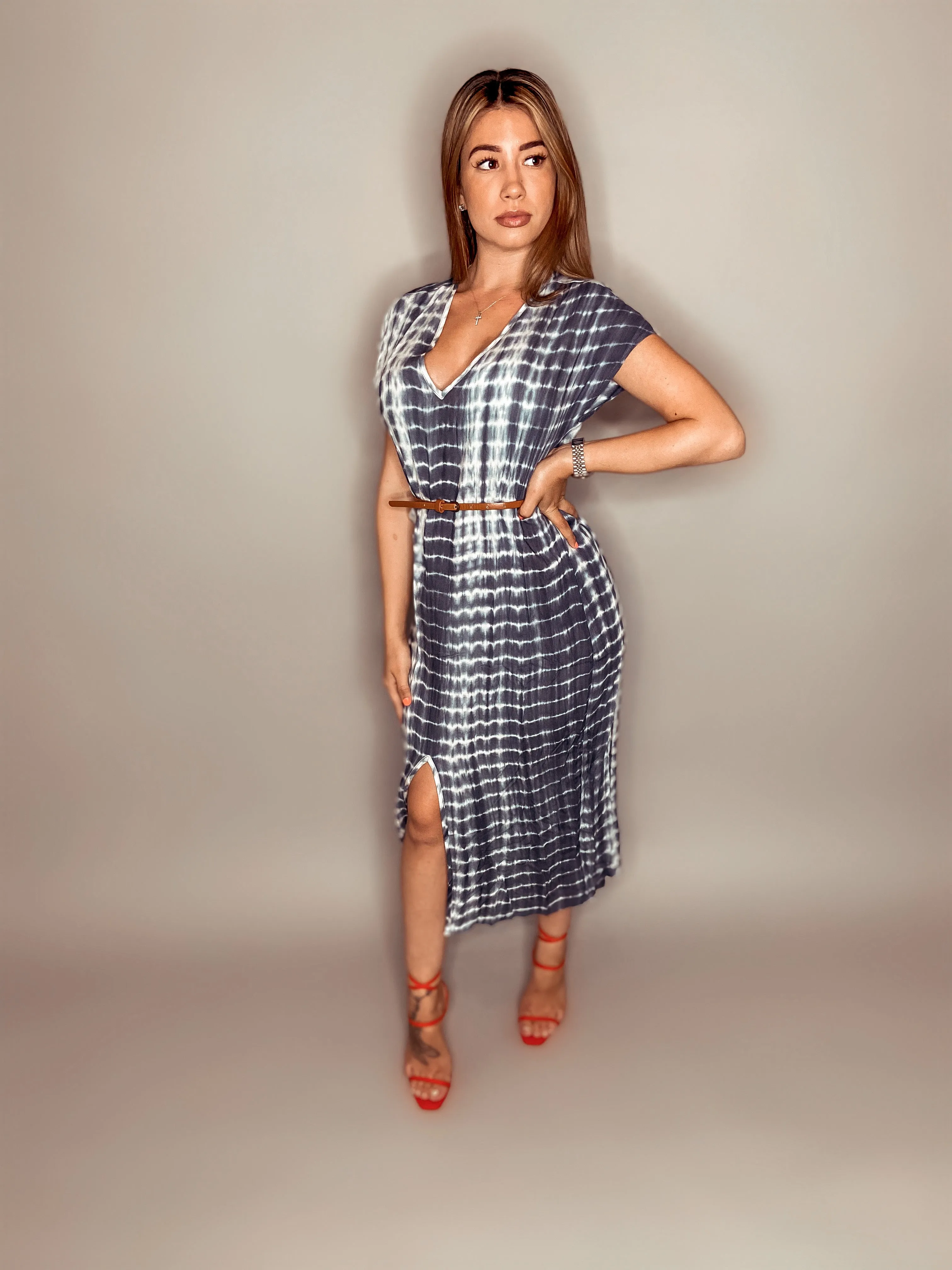 Athena Tie Dye Maxi Dress (Blue)