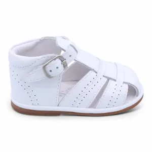 'Augusto' Boys White Leather T-Bar Sandals