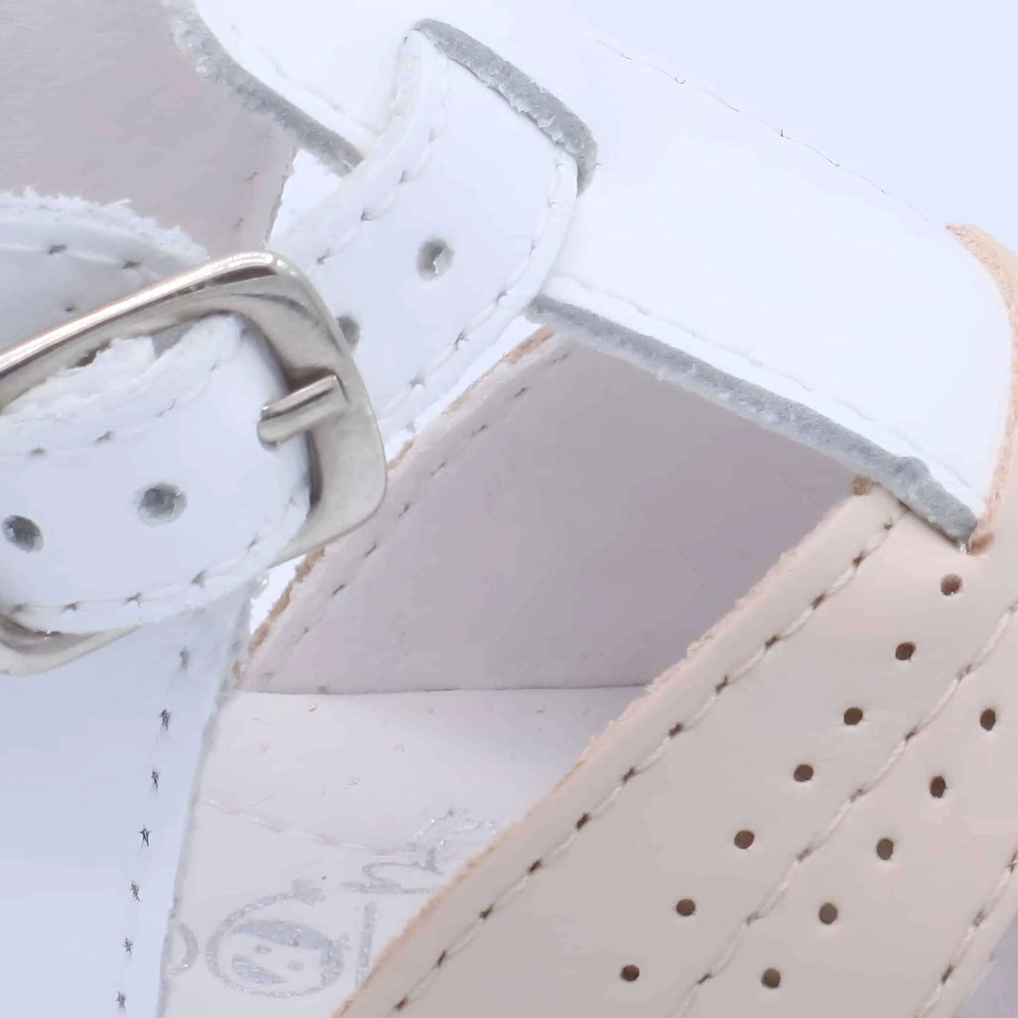 'Augusto' Boys White Leather with Beige & Nude T-Bar Sandals