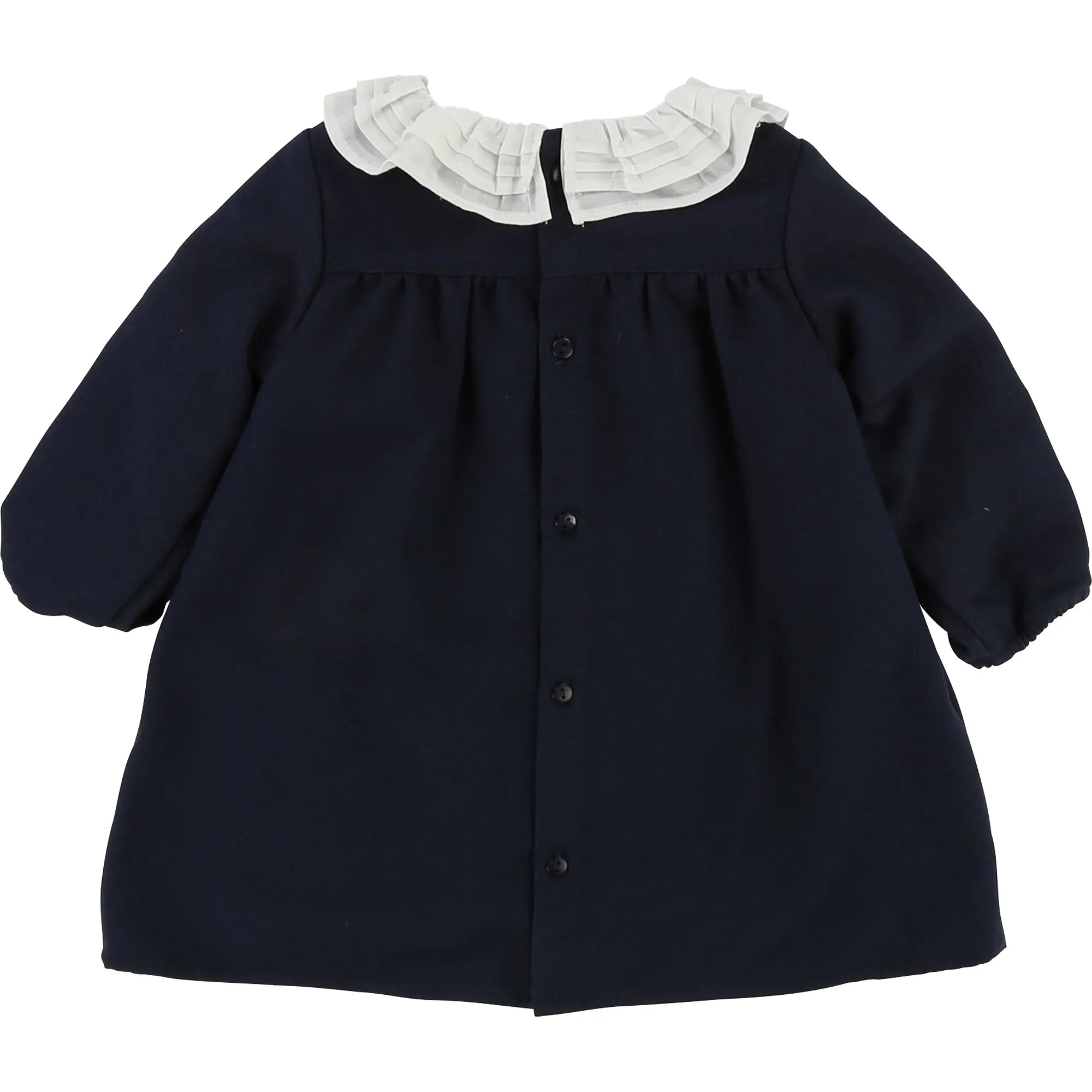 Baby Girls Flannel Dress with Floral Embroidery