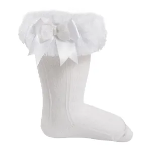 Baby Girls White Organza Knee Length Tutu Socks