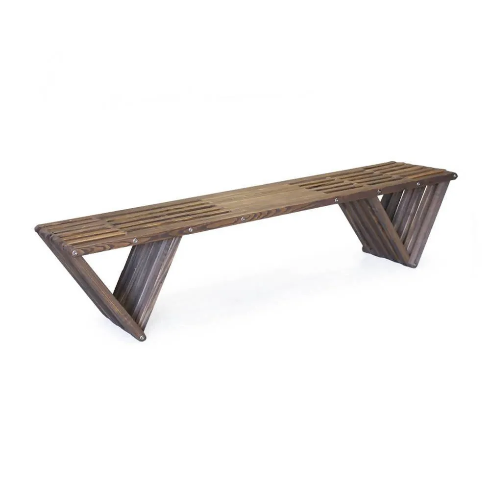 Backless Wood Bench L 72" x W 18" x H 17"
