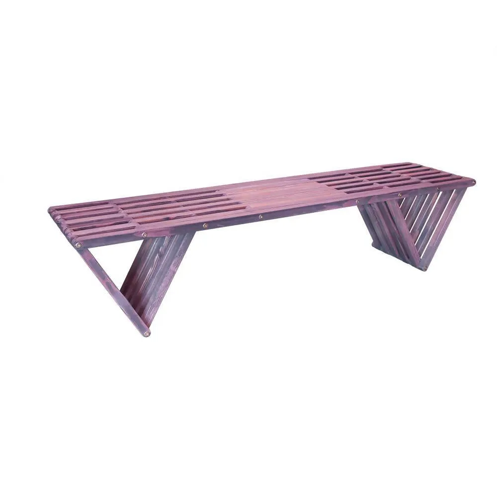 Backless Wood Bench L 72" x W 18" x H 17"