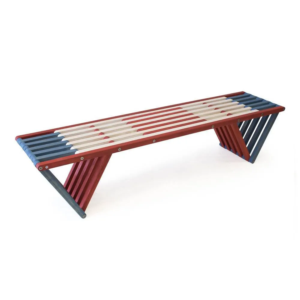 Backless Wood Bench L 72" x W 18" x H 17"