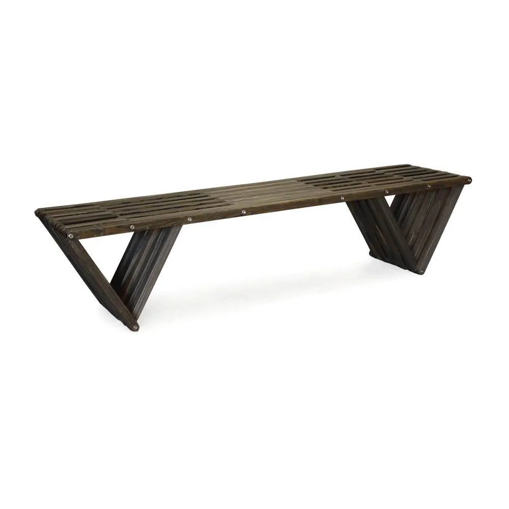 Backless Wood Bench L 72" x W 18" x H 17"