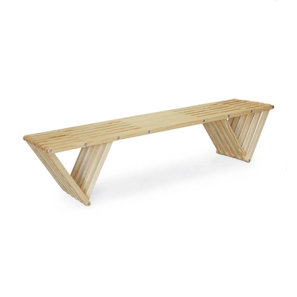 Backless Wood Bench L 72" x W 18" x H 17"