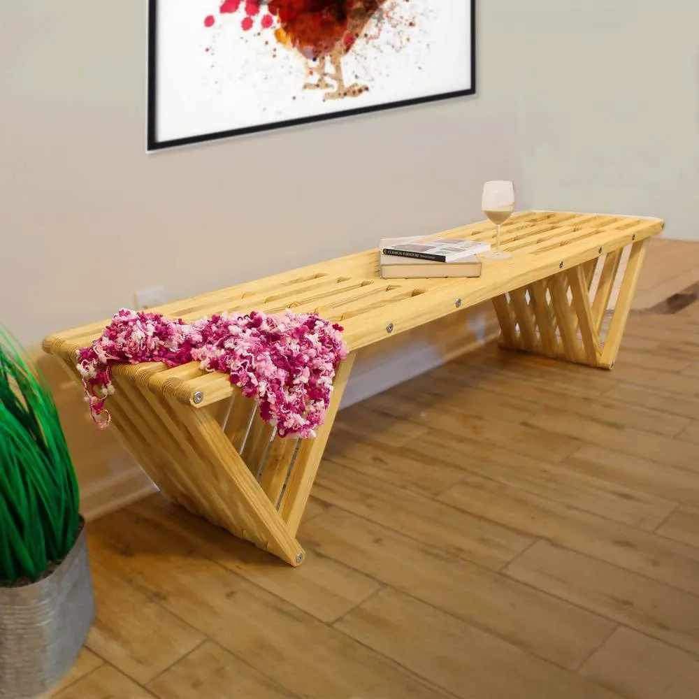 Backless Wood Bench L 72" x W 18" x H 17"