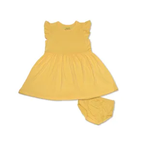 Bamboo Ruffle Sleeve Dress with Bloomer (Banana Cream)