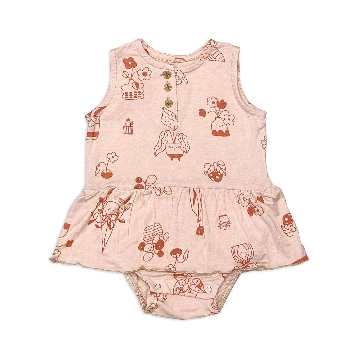 Bamboo Skirt Bodysuit (Plantastic Print)