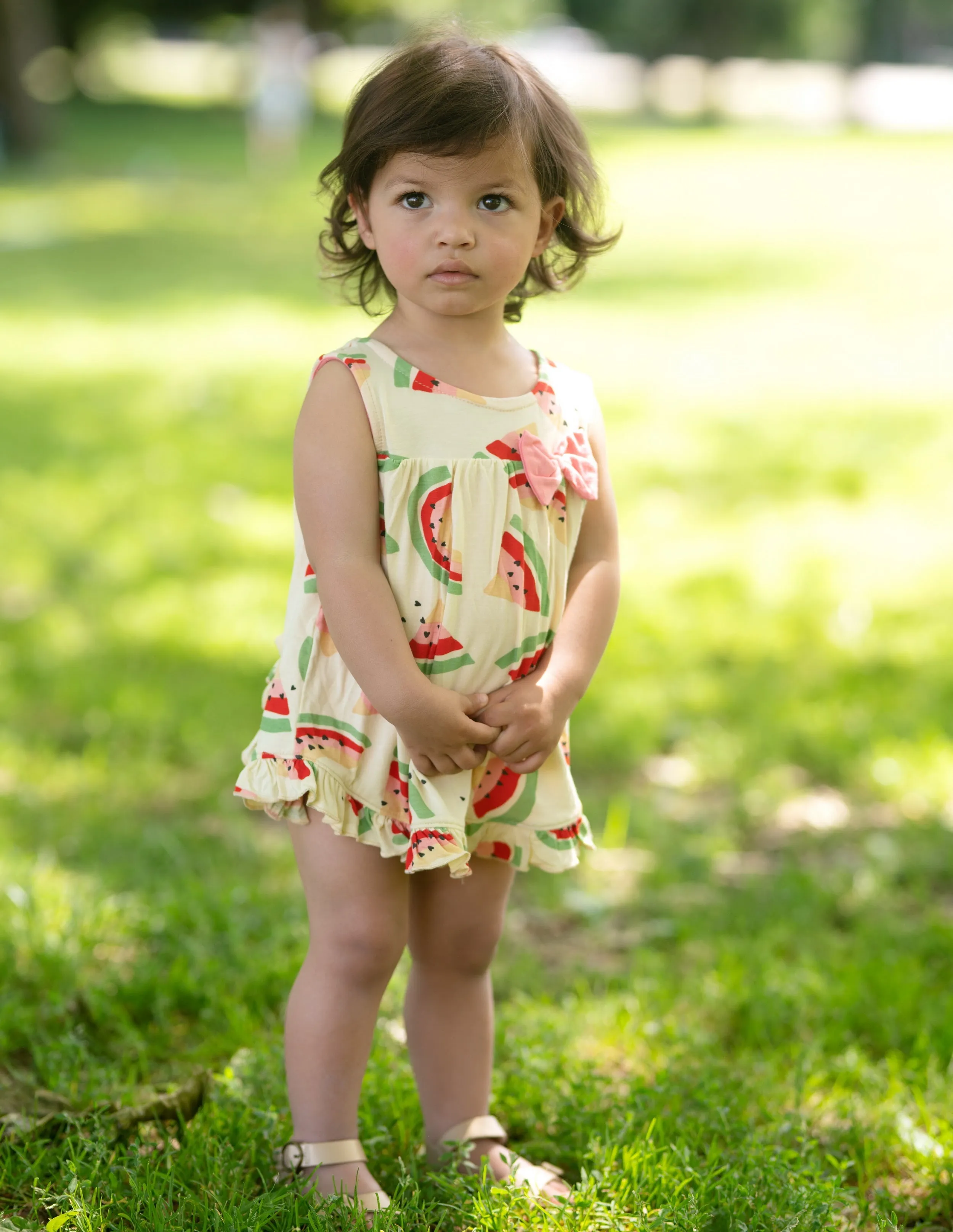 Bamboo Skirt Bodysuit (Watermelon Rainbow Print)
