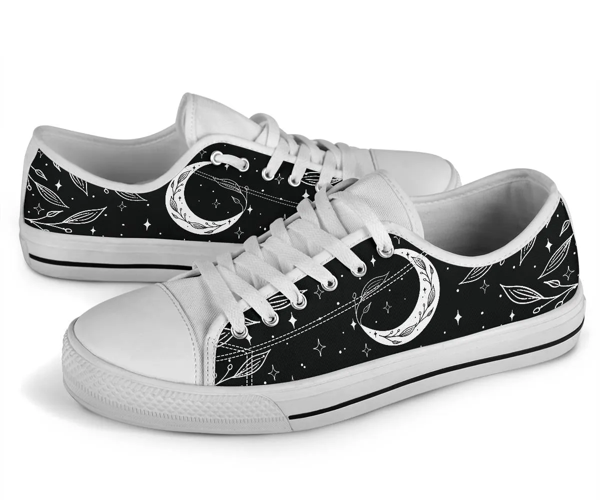 B&W Moons Sneakers, Celestial Low Top Shoes