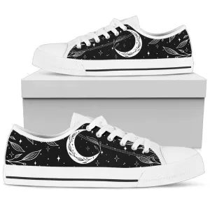 B&W Moons Sneakers, Celestial Low Top Shoes