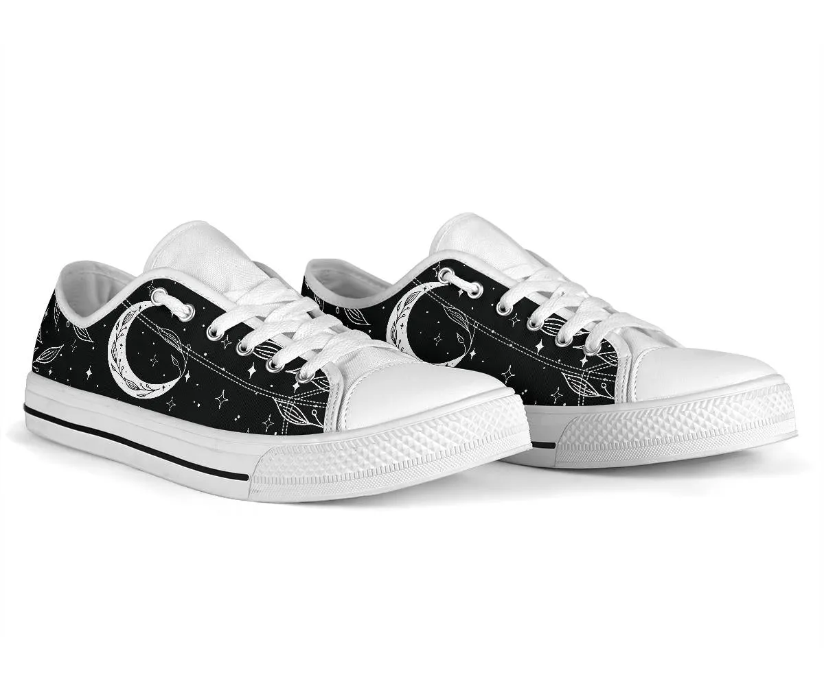 B&W Moons Sneakers, Celestial Low Top Shoes