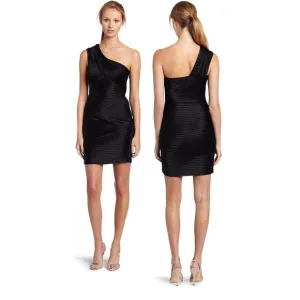 BCBGMAXAZRIA Eden One Shoulder Bodycon Mini Dress Black 4