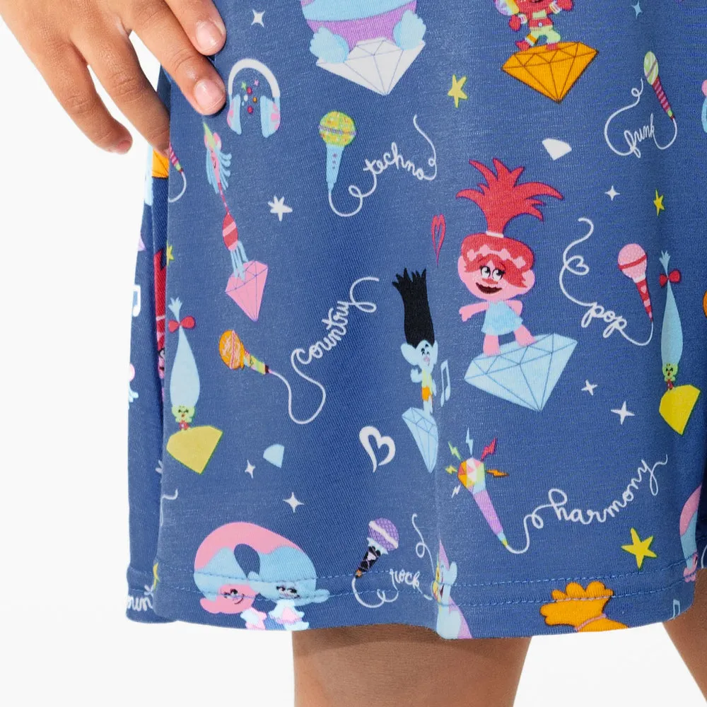 Bellabu Bear Trolls Music Bamboo Girls' Short Sleeve Dress