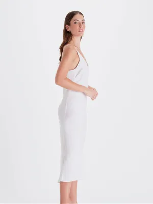 Bias Cut Lightweight TENCEL™ Modal Vegan Silk Slip Dress | Snow White