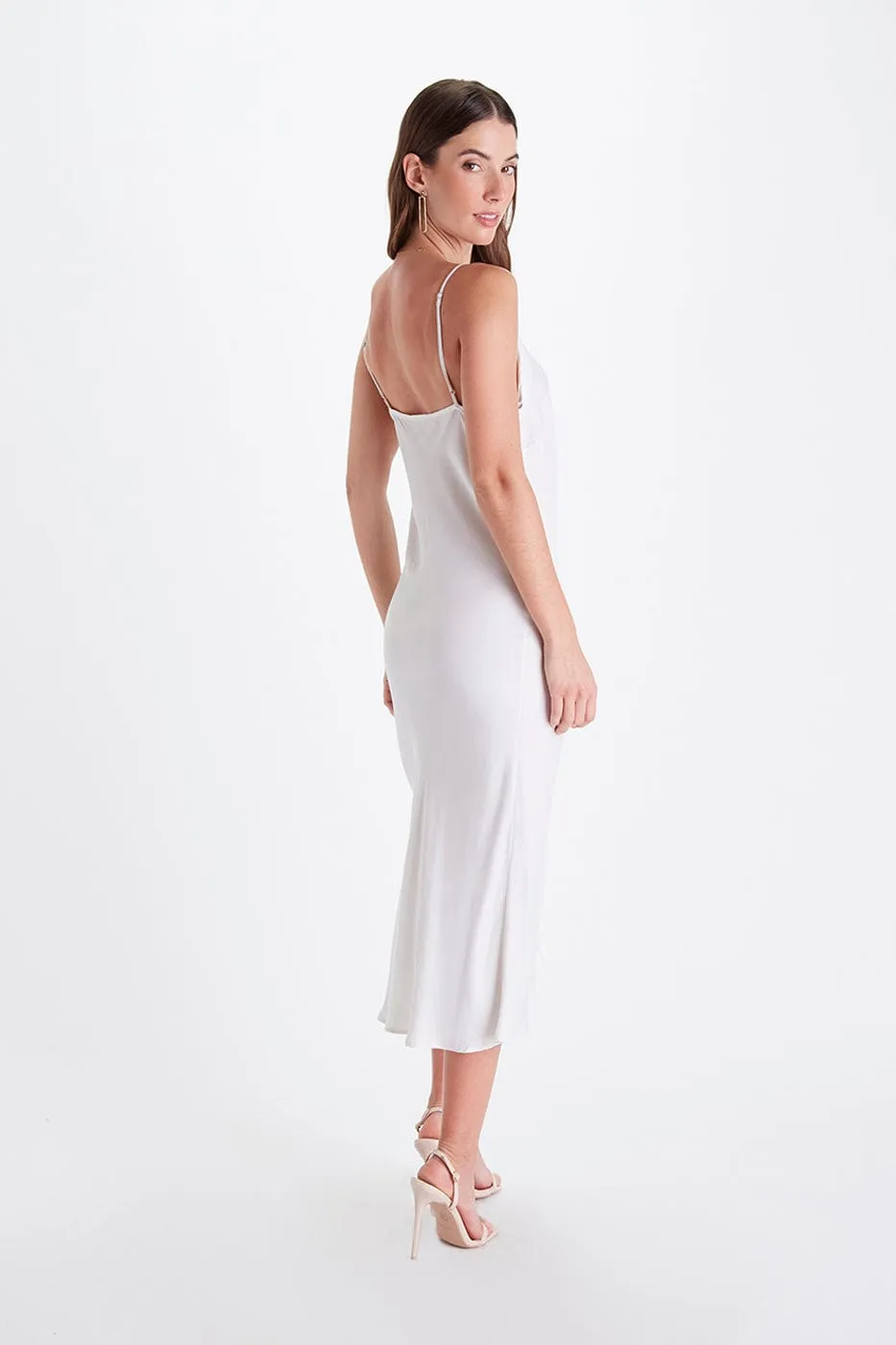 Bias Cut Lightweight TENCEL™ Modal Vegan Silk Slip Dress | Snow White