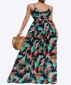 Birds of Paradise Navy Maxi Dress