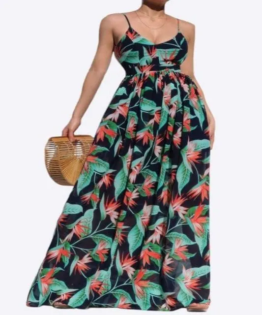Birds of Paradise Navy Maxi Dress