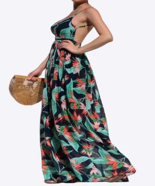 Birds of Paradise Navy Maxi Dress