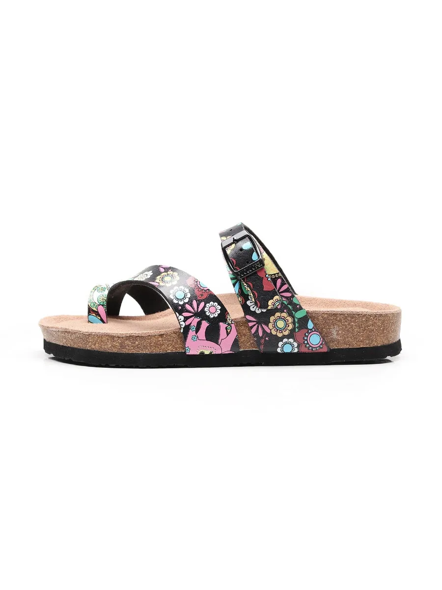Black Garden Buckle-Accent Suede Upper Sandal