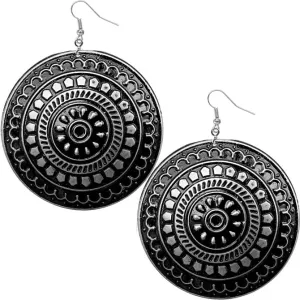 Black Large Open Design Disc Earrings