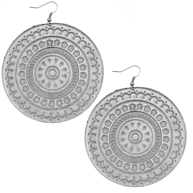 Black Large Open Design Disc Earrings