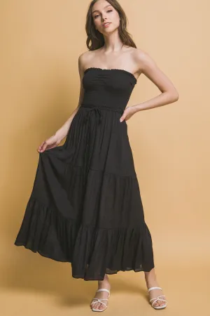 Black Smocked Strapless Maxi Dress 2/28/25 9652
