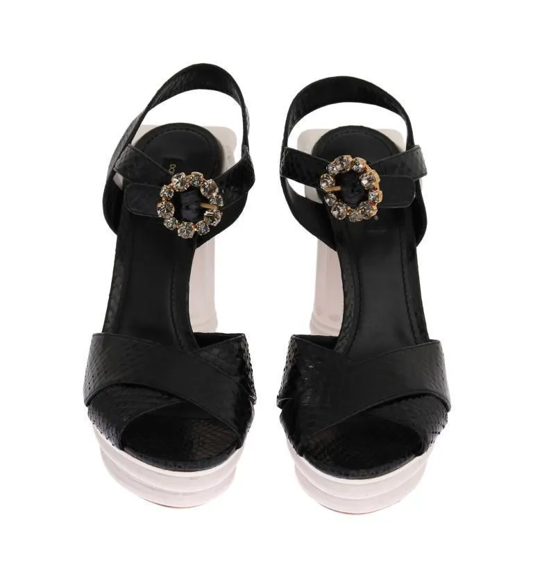 Black Snakeskin Platform Sandals