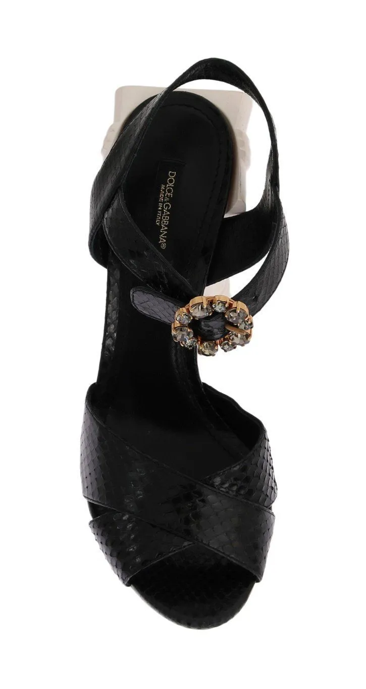 Black Snakeskin Platform Sandals