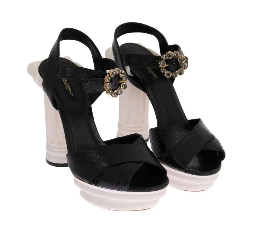 Black Snakeskin Platform Sandals
