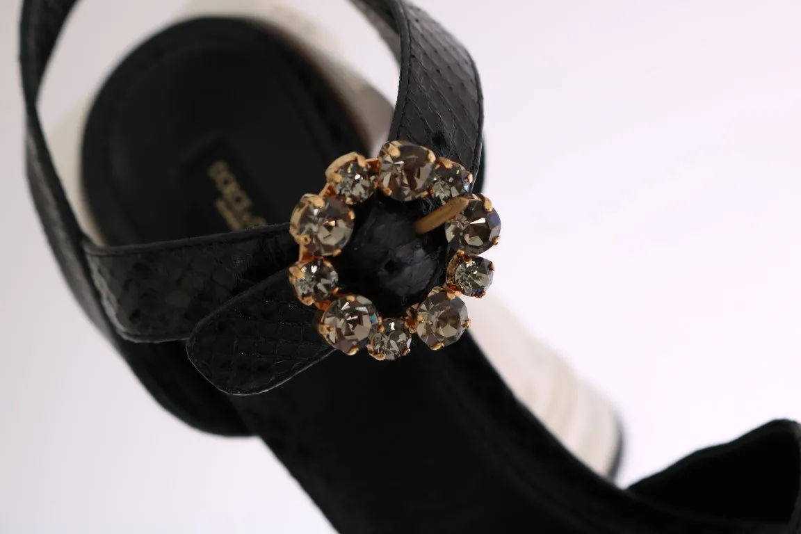 Black Snakeskin Platform Sandals