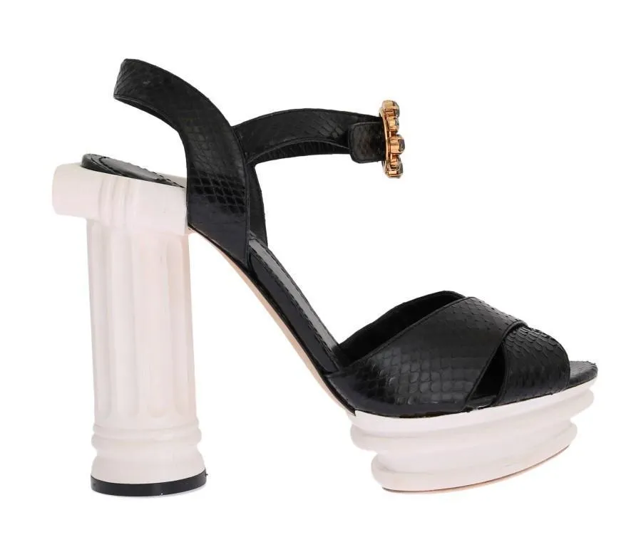 Black Snakeskin Platform Sandals