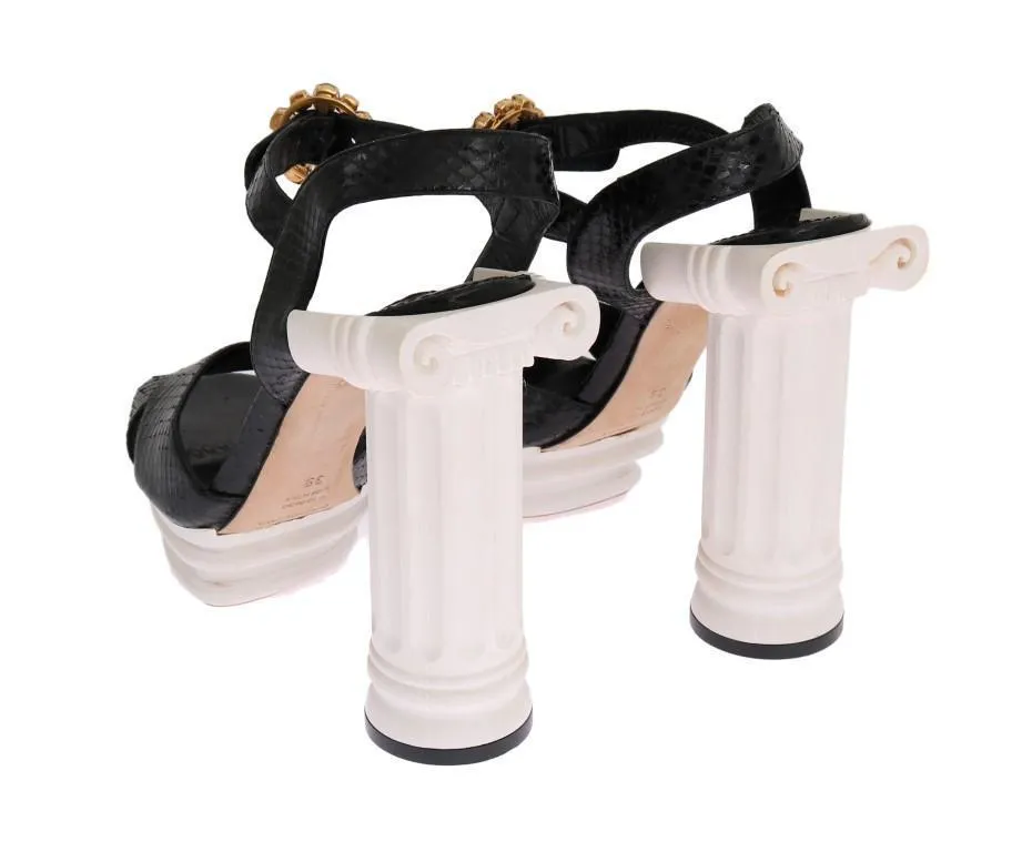 Black Snakeskin Platform Sandals