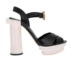 Black Snakeskin Platform Sandals