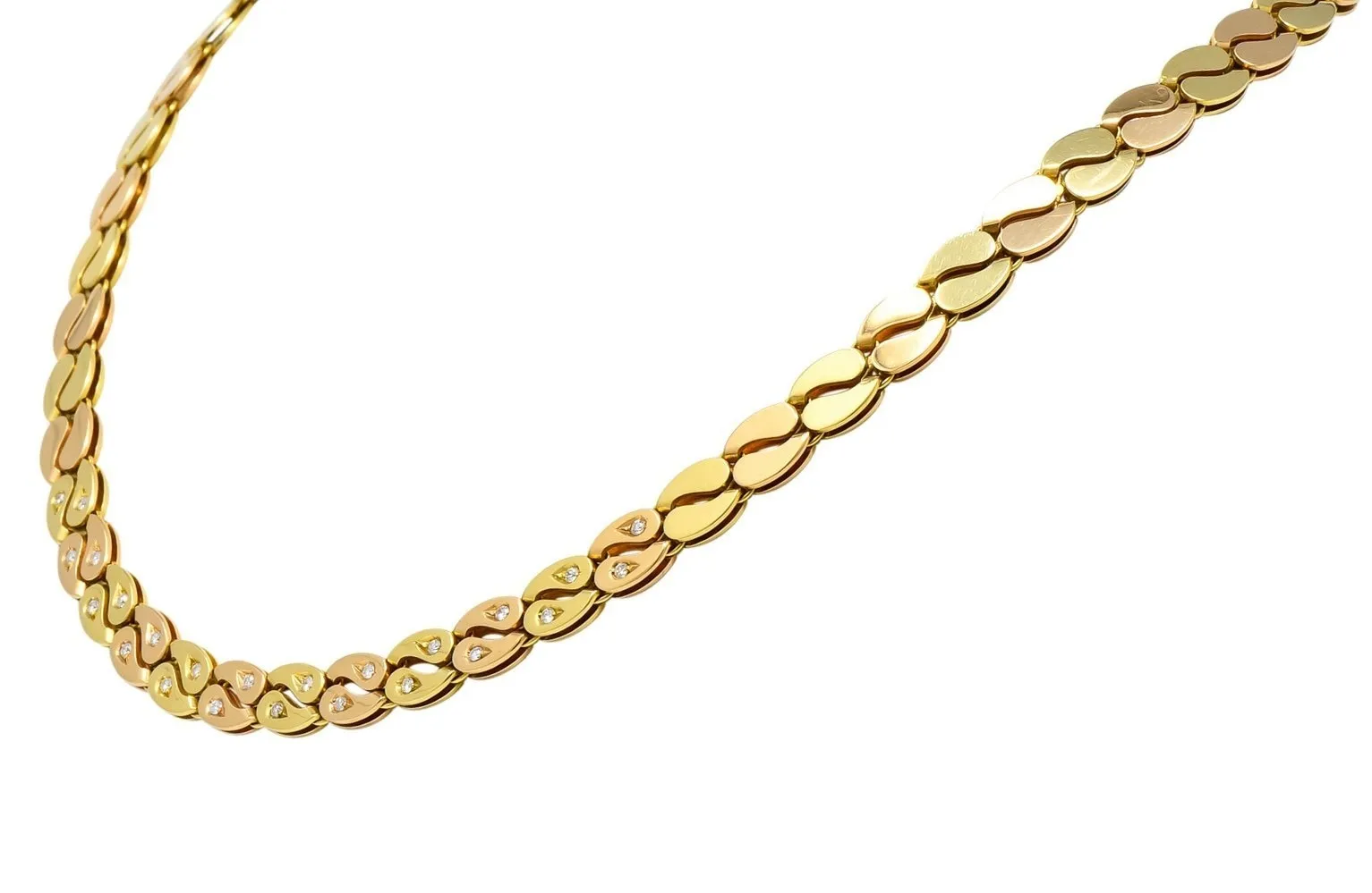 Black Starr and Frost Retro 18 Karat Two-Tone Gold Collar Link Necklace